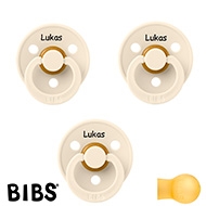 BIBS Colour Sutter med navn str1, 3 Ivory, Runde latex, Pakke med 3 sutter